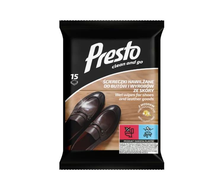 Салфетки влажные для чистки обуви и кожаных изделий 15 шт.