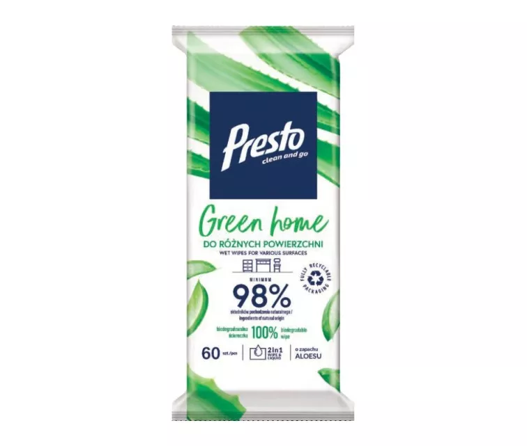 Drėgnos servetėlės ​​įvairiems paviršiams Green Home 60 vnt.
