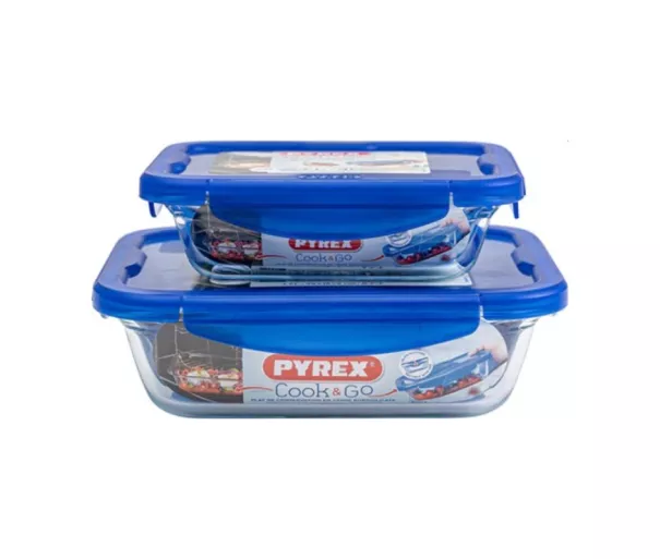 Glass container with lid 2pcs set Cook&Go