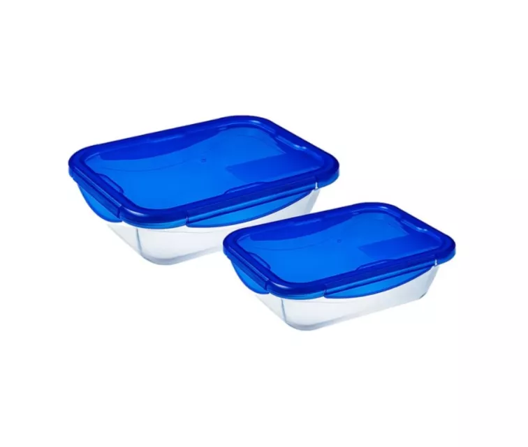 Stiklinių indų su dangteliais, 2 vnt. rinkinys „Cook&Go“