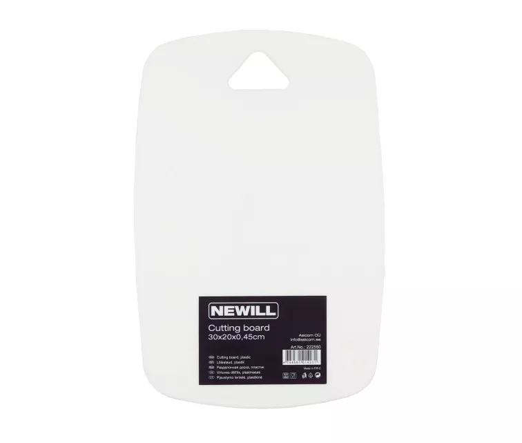 Cutting board plastic 30 x 20 x 0.45 cm white