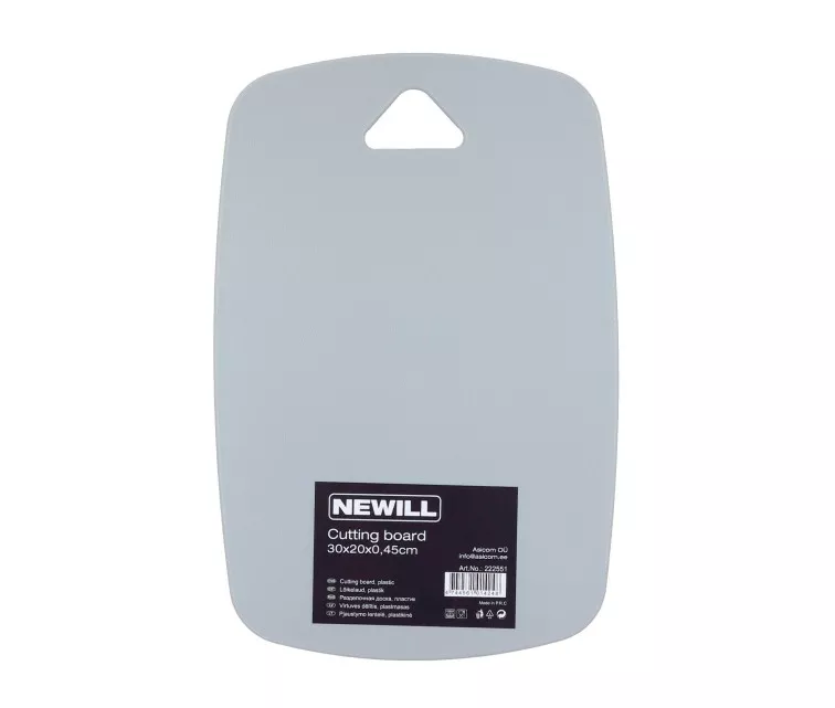 Cutting board plastic 30 x 20 x 0.45 cm light grey