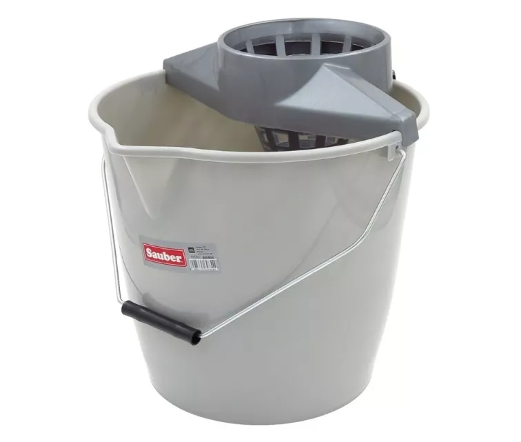 Round bucket 12L with push-button and metal handle