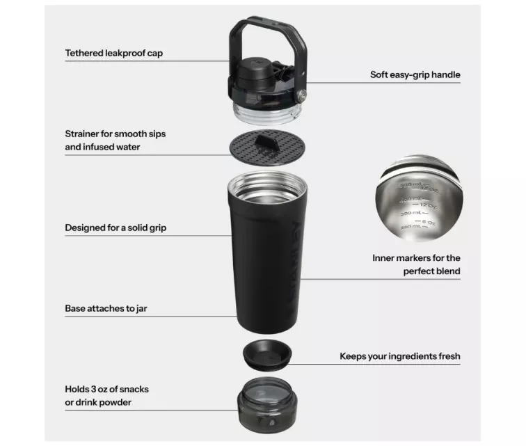 Termopudele The Activate Shaker 0,6L melna 2.0