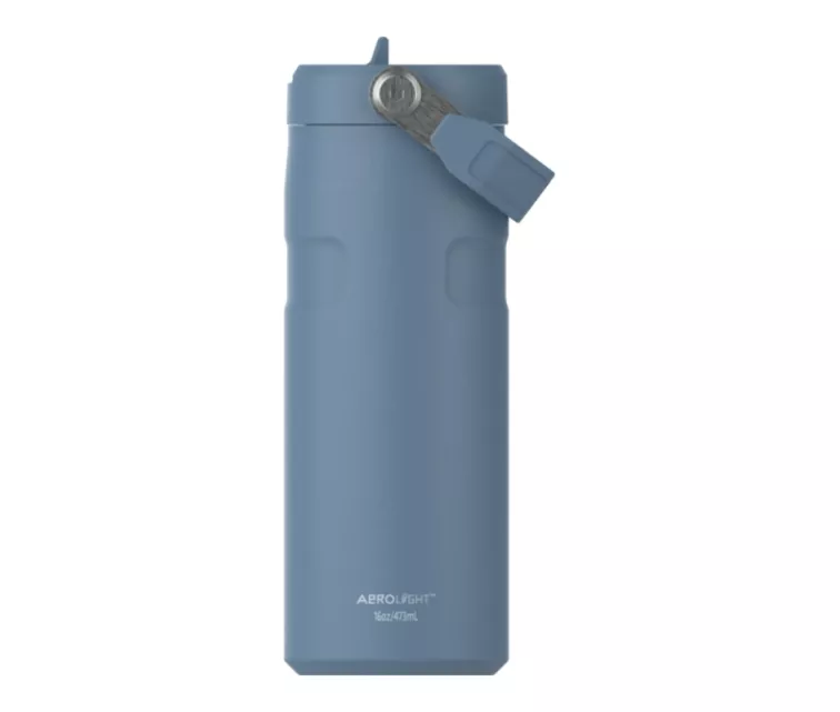 Termosas su šiaudeliu „The IceFlow Bottle Flip Straw 2.0“ 0,47 l mėlynai violetinis