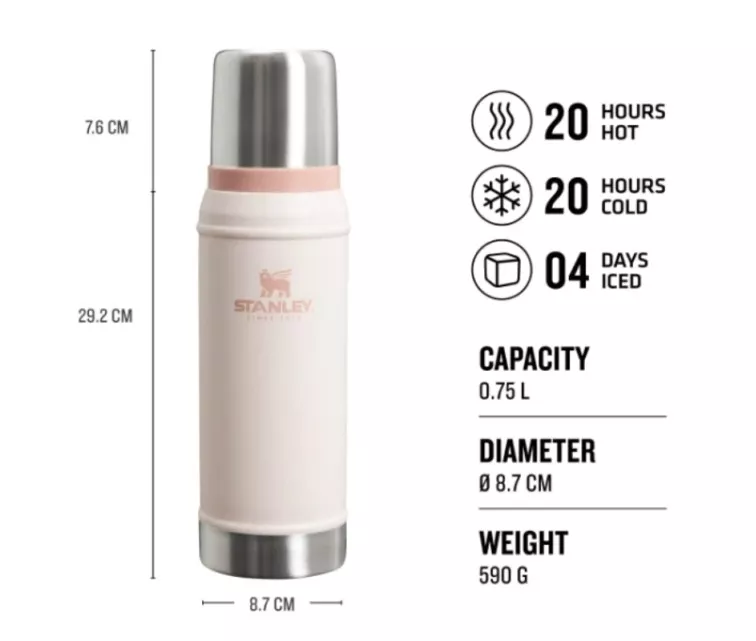 Termoss Legendinis klasikinis butelis 0,75 л светло-розовый