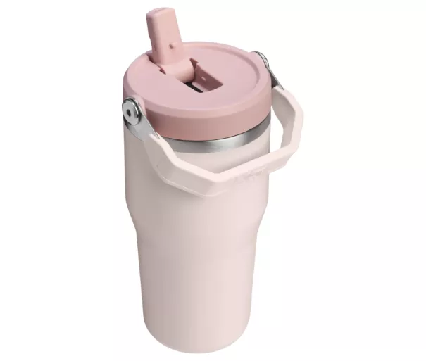 Термокружка с трубочкой IceFlow Flip Straw 2.0 Tumbler 0.59L, светло-розовая.