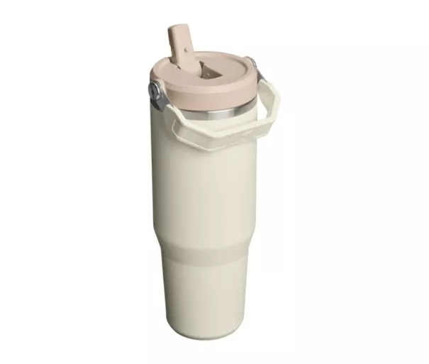 Termospuodelis su šiaudeliu „The IceFlow Flip Straw 2.0 Tumbler 0.89L“ kreminės spalvos