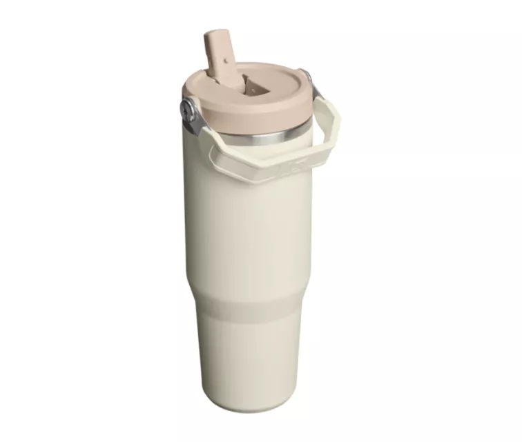 Termokrūze ar salmiņu The IceFlow Flip Straw 2.0 Tumbler 0,89L krēmkrāsā