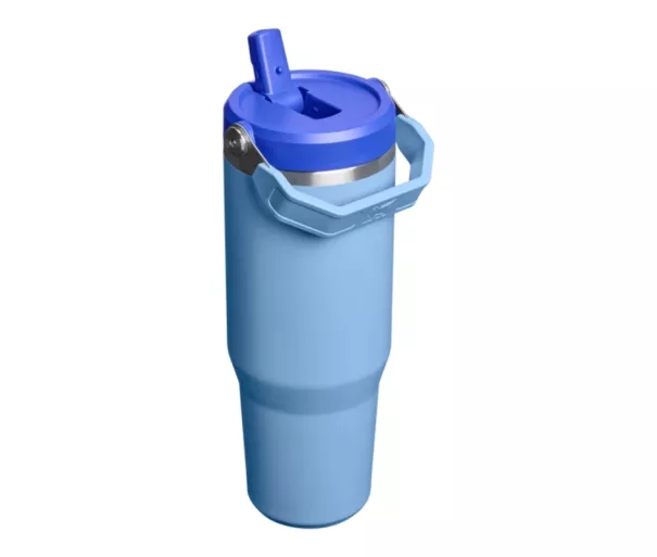 Термокружка с трубочкой IceFlow Flip Straw 2.0 Tumbler 0.89L светло-голубого цвета