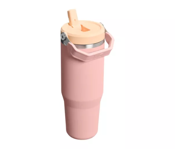 Термокружка с трубочкой IceFlow Flip Straw 2.0 Tumbler 0.89L персиково-розового цвета