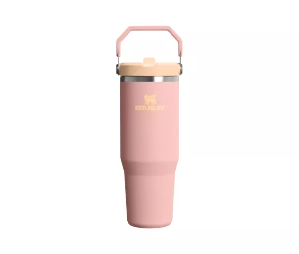 Термокружка с трубочкой IceFlow Flip Straw 2.0 Tumbler 0.89L персиково-розового цвета