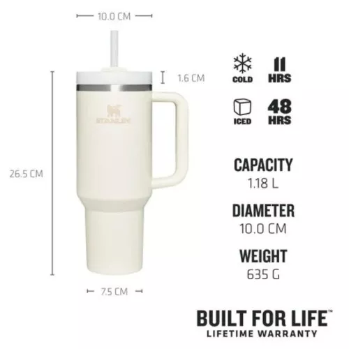 Термокружка с соломинкой The Quencher H2.O FlowState Tumbler 1,18 л в кремовом цвете