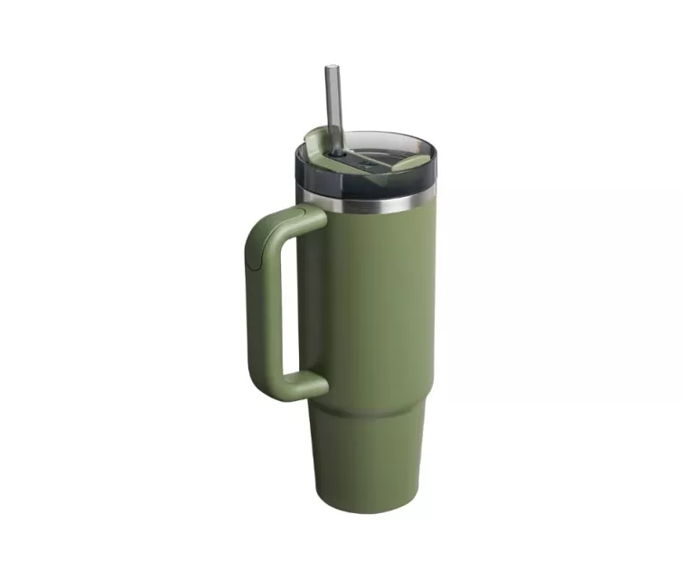 Termospuodelis su šiaudeliu The Quencher H2.O FlowState Tumbler 0.89L tamsiai žalias