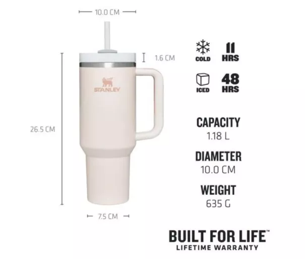 Termo puodelis su šiaudeliu The Quencher H2.O FlowState Tumbler 1,18 l šviesiai rožinės spalvos 2.0