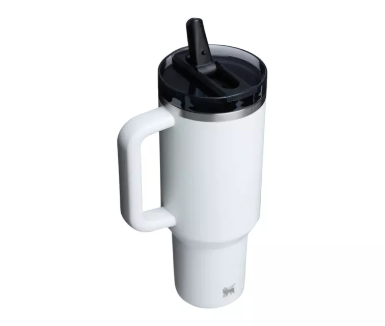 Thermal mug with a straw The Quencher ProTour Flip Straw Tumbler 1.18L  white