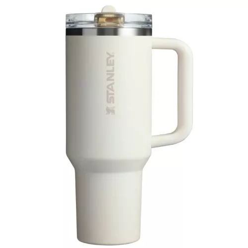 Термокружка с трубочкой The Quencher ProTour Flip Straw Tumbler 1,18 л кремового цвета