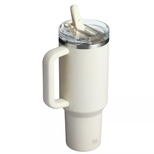 Термокружка с трубочкой The Quencher ProTour Flip Straw Tumbler 1,18 л кремового цвета