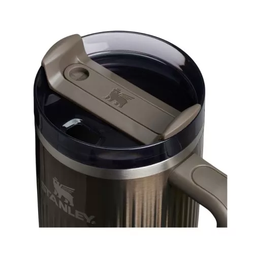 Thermos mug with straw The Quencher H2.0 Fluted Tumbler 1.18L glossy dark gray