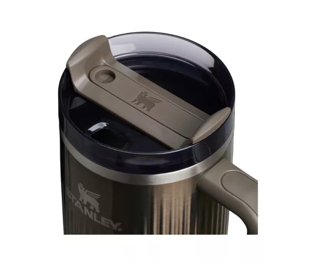 Thermos mug with straw The Quencher H2.0 Fluted Tumbler 1.18L glossy dark gray
