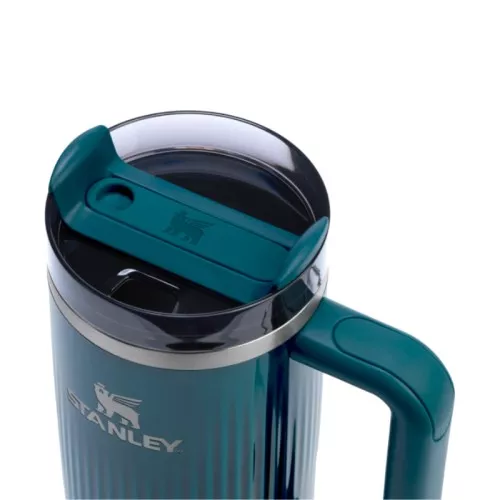 Thermos mug with straw The Quencher H2.0 Fluted Tumbler 1.18L glossy teal