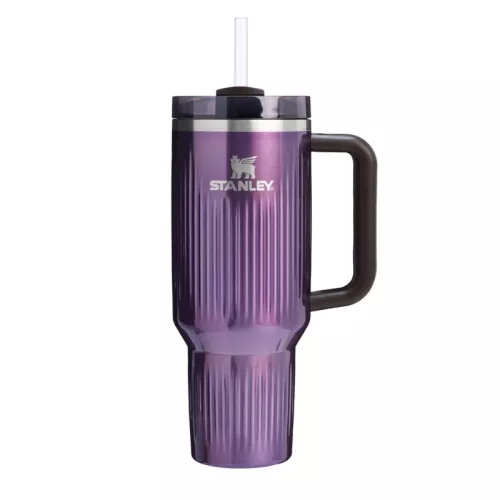 Thermos mug with straw The Quencher H2.0 Fluted Tumbler 1.18L glossy light purple