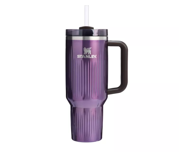 Thermos mug with straw The Quencher H2.0 Fluted Tumbler 1.18L glossy light purple