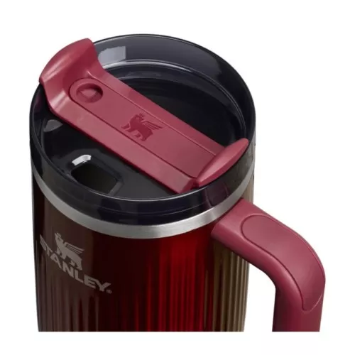 Thermos mug with straw The Quencher H2.0 Fluted Tumbler 1.18L glossy maroon