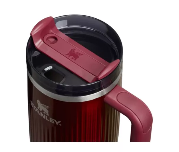 Thermos mug with straw The Quencher H2.0 Fluted Tumbler 1.18L glossy maroon