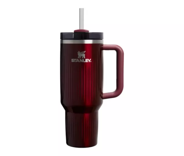 Thermos mug with straw The Quencher H2.0 Fluted Tumbler 1.18L glossy maroon