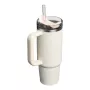Thermos mug with straw The Quencher H2.0 Fluted Tumbler 0.89L in glossy cream color