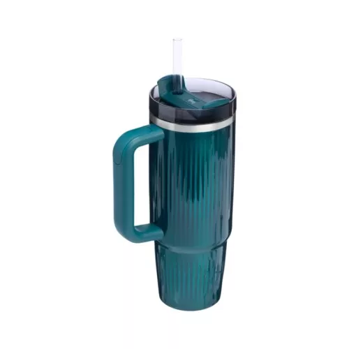 Thermos mug with straw The Quencher H2.0 Fluted Tumbler 0.89L glossy teal