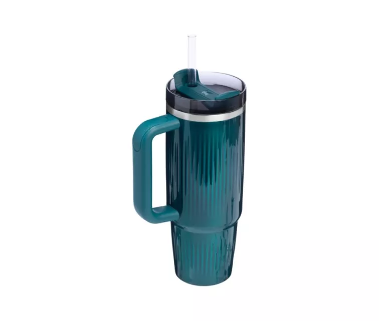 Thermos mug with straw The Quencher H2.0 Fluted Tumbler 0.89L glossy teal