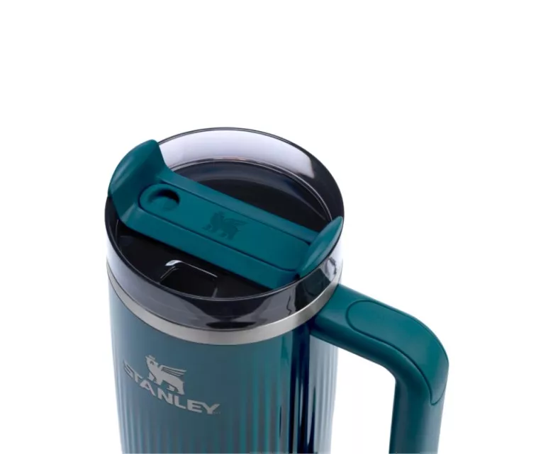 Thermos mug with straw The Quencher H2.0 Fluted Tumbler 0.89L glossy teal