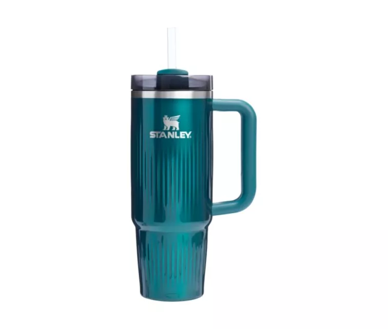 Thermos mug with straw The Quencher H2.0 Fluted Tumbler 0.89L glossy teal