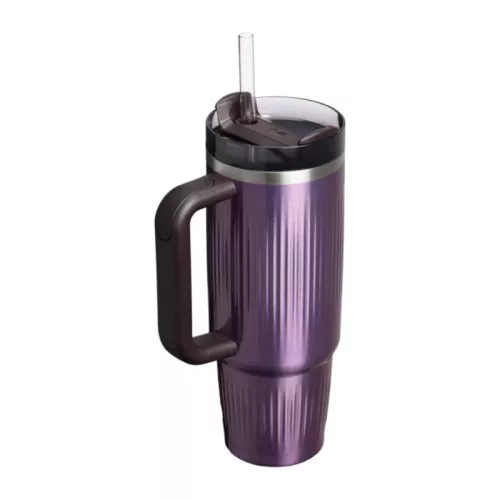 Thermos mug with straw The Quencher H2.0 Fluted Tumbler 0.89L glossy light purple