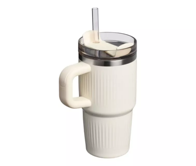 Termokruus kõrrega The Quencher H2.0 Fluted Tumbler 0,6L läikiva kreemika värviga