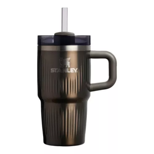 Thermos mug with straw The Quencher H2.0 Fluted Tumbler 0.6 shiny metallic brown