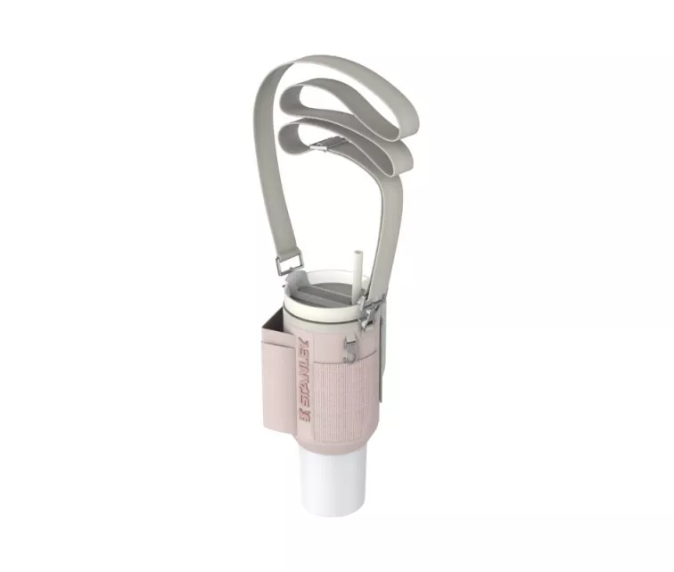 Carrying case for thermos mug with straw The All-Day Quencher Carry-All 1.18L light pink