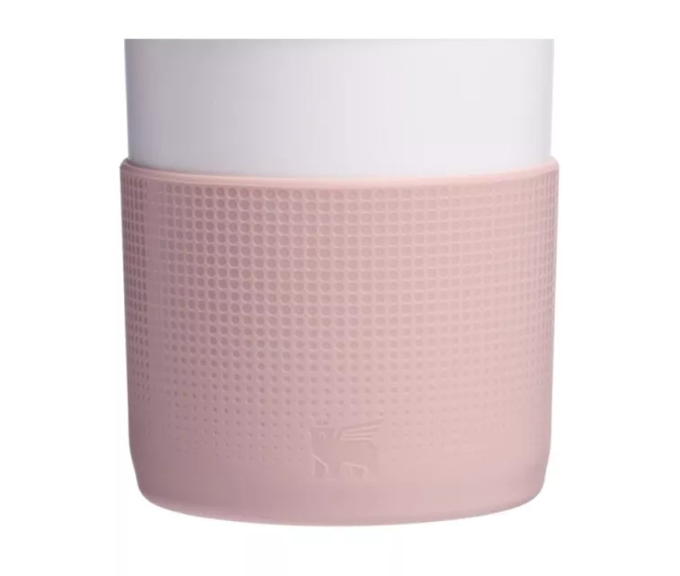 2 apsauginių dangtelių ir šiaudelių rinkinys termoso puodeliams 1,18 l „The Quencher Boot“ + šiaudelio formos dangtelis, šviesiai rožinis