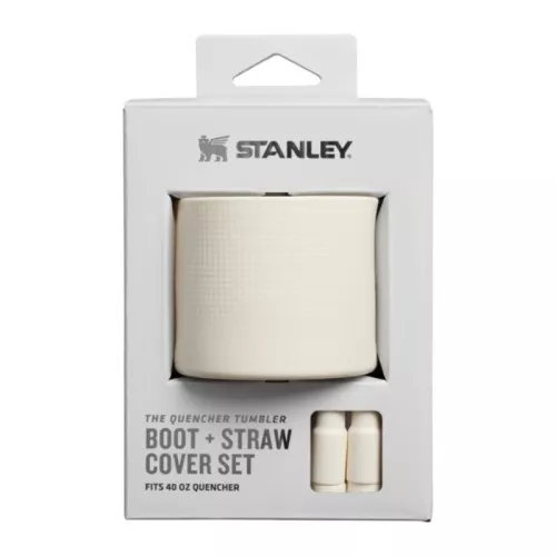 Aizsargpārvalka un salmiņu vāciņu 2 gab. komplekts termokrūzēm 1,18L The Quencher Boot + Straw Topper gaišā krēmkrāsā