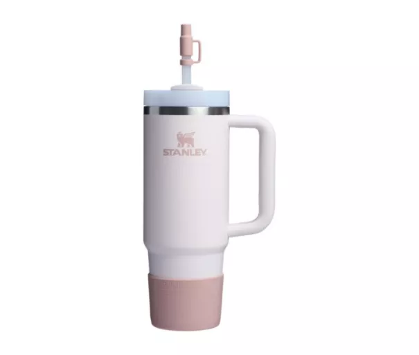 2 apsauginių dangtelių ir šiaudelių rinkinys termo puodeliams 0,89 l / 0,59 l „The Quencher Boot“ + šiaudelio antgalis, šviesiai rožinis