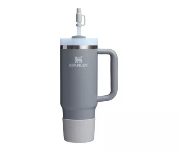2 apsauginių dangtelių ir šiaudelių rinkinys termo puodeliams 0,89 l / 0,59 l „The Quencher Boot“ + šiaudelio formos dangtelis, šviesiai pilkas