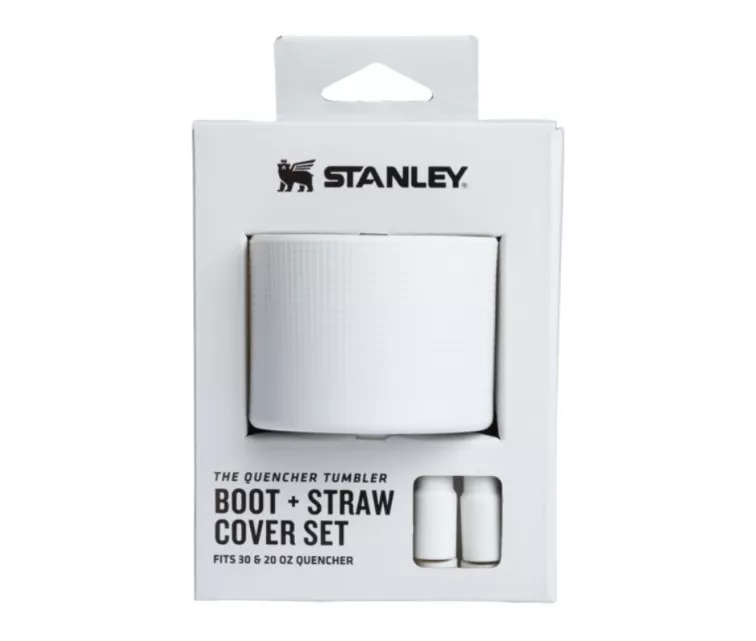 2 apsauginių dangtelių ir šiaudelių rinkinys termo puodeliams 0,89 l / 0,6 l „The Quencher Boot“ + šviesiai baltos spalvos šiaudelio formos antgalis