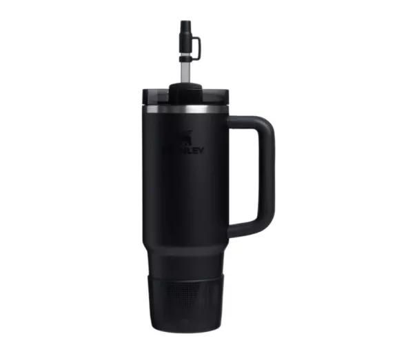 2 apsauginių dangtelių ir šiaudelių rinkinys termo puodeliams 0,89 l / 0,59 l „The Quencher Boot“ + šiaudelio formos antgalis, juodas