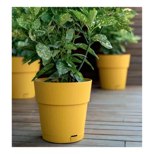 Flower pot with tray Ethica Ø20x19cm mustard yellow