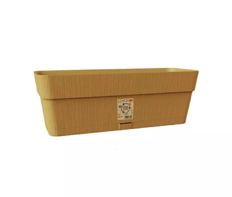 Цветочный ящик с подносом Ethica 30x13x12 см, горчично-желтого цвета.