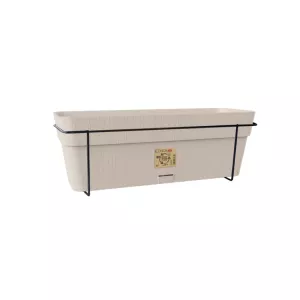 Balkona komplekts ar automātiskās laistīšanas sistēmu un metāla balstu 50x18x17cm balts 