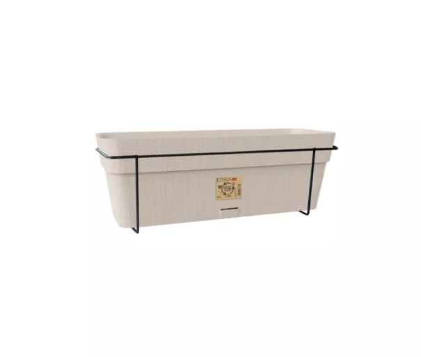 Balcony set with automatic watering system and metal support 50x18x17cm white