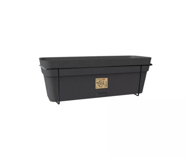 Balcony set with automatic watering system and metal support 50x18x17cm gray